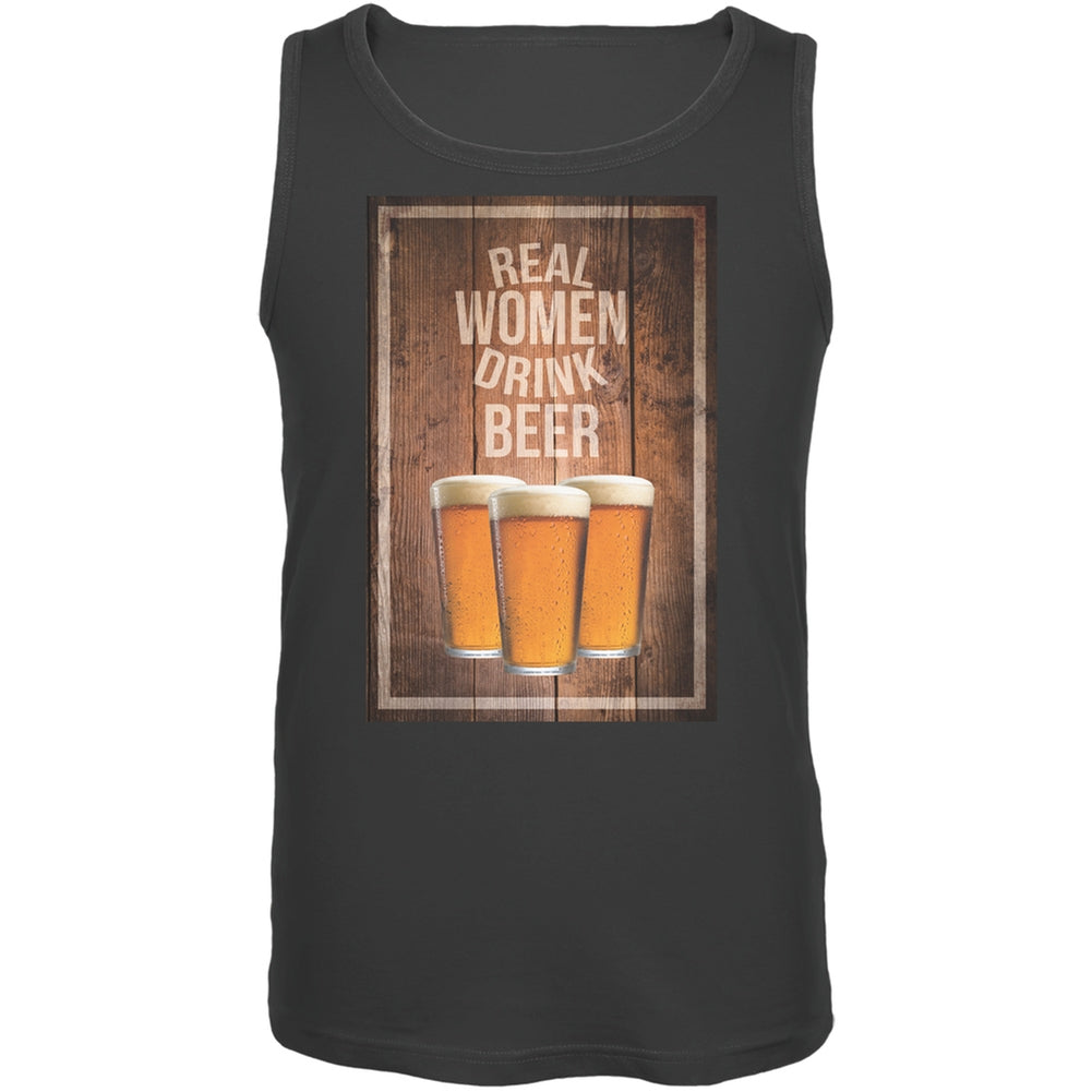 St. Patricks Day - Real Men Drink Beer Charcoal Adult Tank Top Men's Tank Tops Old Glory 2XL Grey