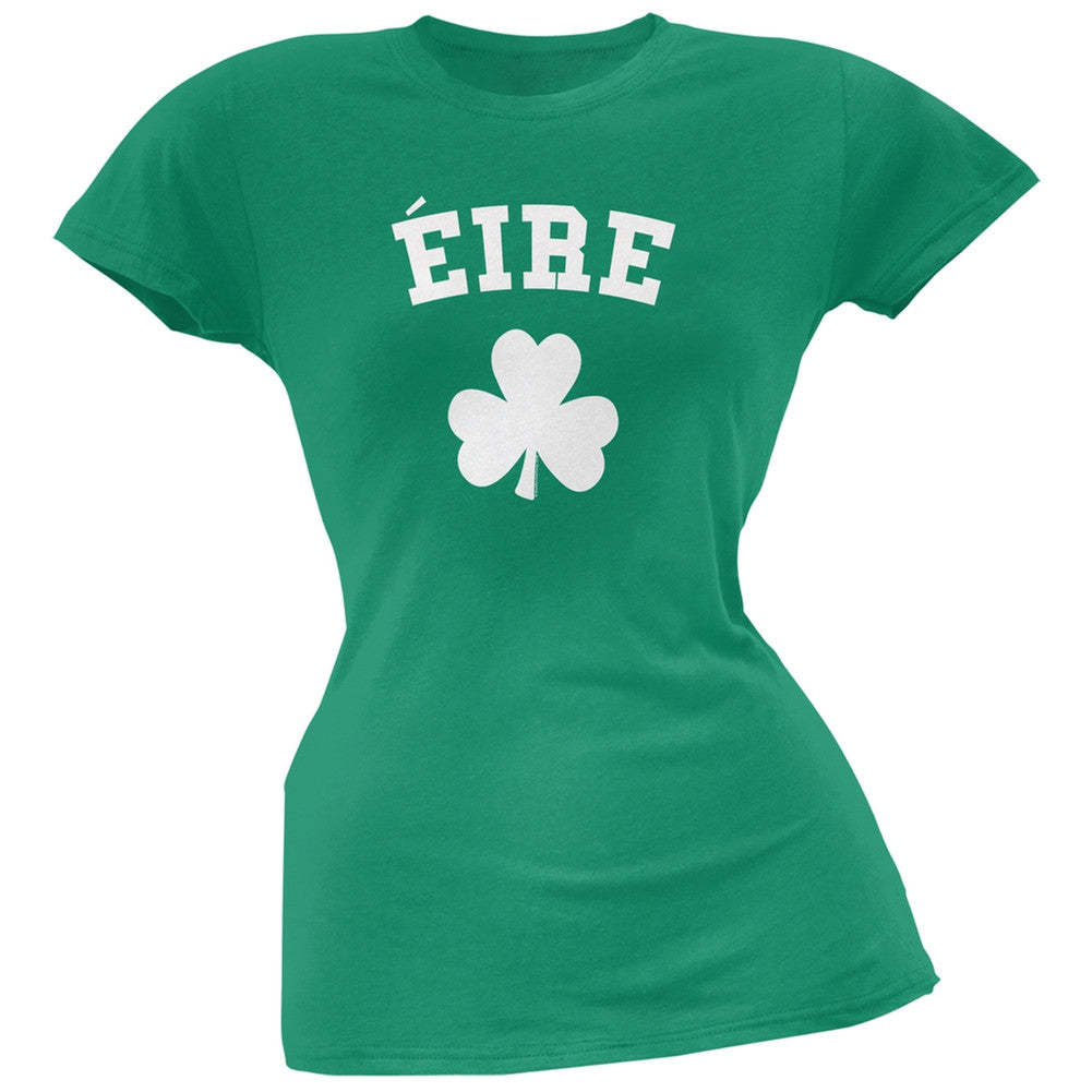 St. Patrick's Day - Eire Shamrock Green Soft Juniors T-Shirt Juniors T-Shirts Old Glory 2XL Green