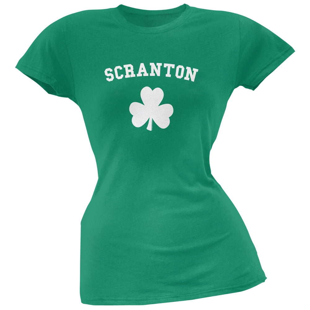 St. Patrick's Day - Scranton Shamrock Green Juniors Soft T-Shirt Juniors T-Shirts Old Glory 2XL Green