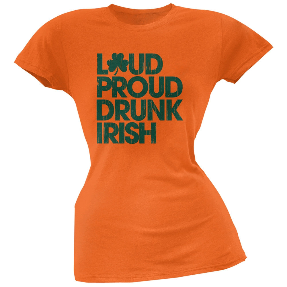 St. Patricks Day - Loud Proud Drunk Irish Orange Soft Juniors T-Shirt Juniors T-Shirts Old Glory 2XL Orange