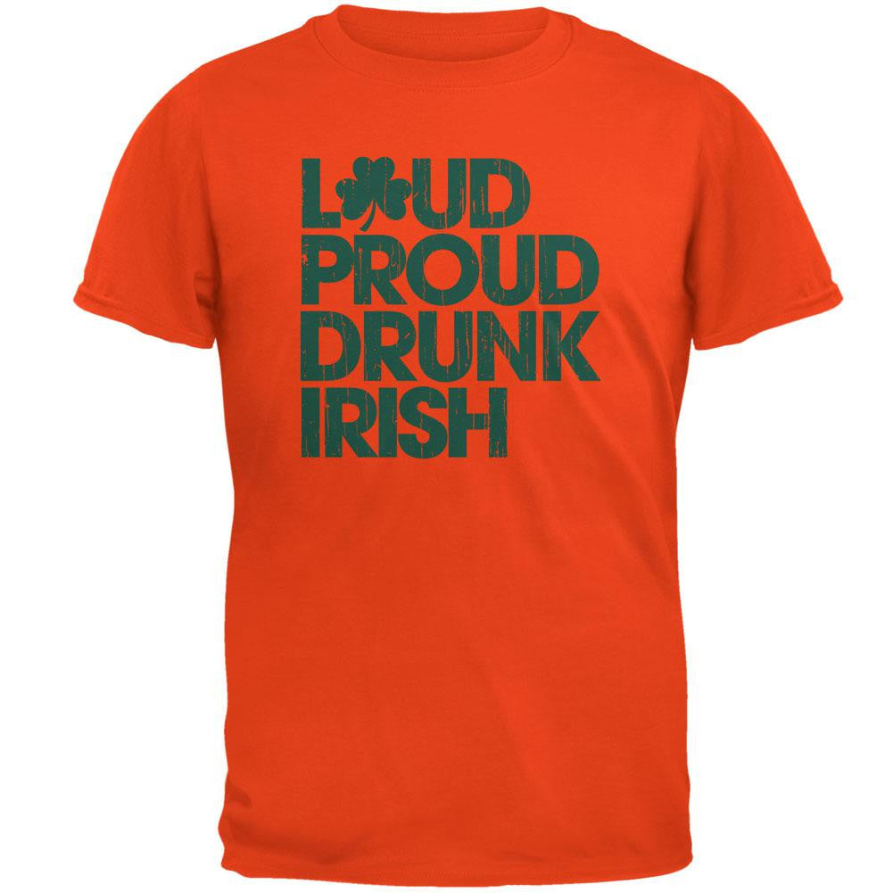 St. Patricks Day - Loud Proud Drunk Irish Orange Adult T-Shirt Men's T-Shirts Old Glory 2XL Orange