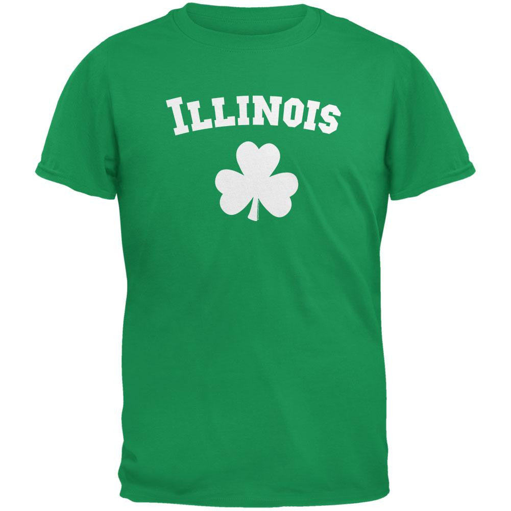 St. Patrick's Day - Illinois Shamrock Irish Green Adult T-Shirt Men's T-Shirts Old Glory 2XL Green
