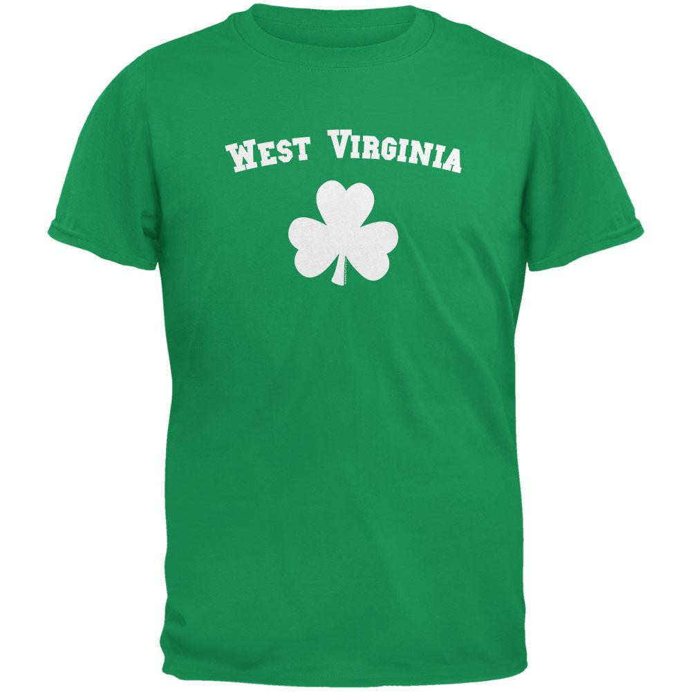 St. Patrick's Day - West Virginia Shamrock Irish Green Adult T-Shirt Men's T-Shirts Old Glory 2XL Green
