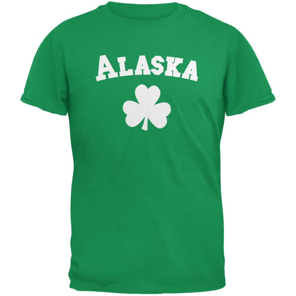 St. Patrick's Day - Alaska Shamrock Irish Green Adult T-Shirt Men's T-Shirts Old Glory 2XL Green