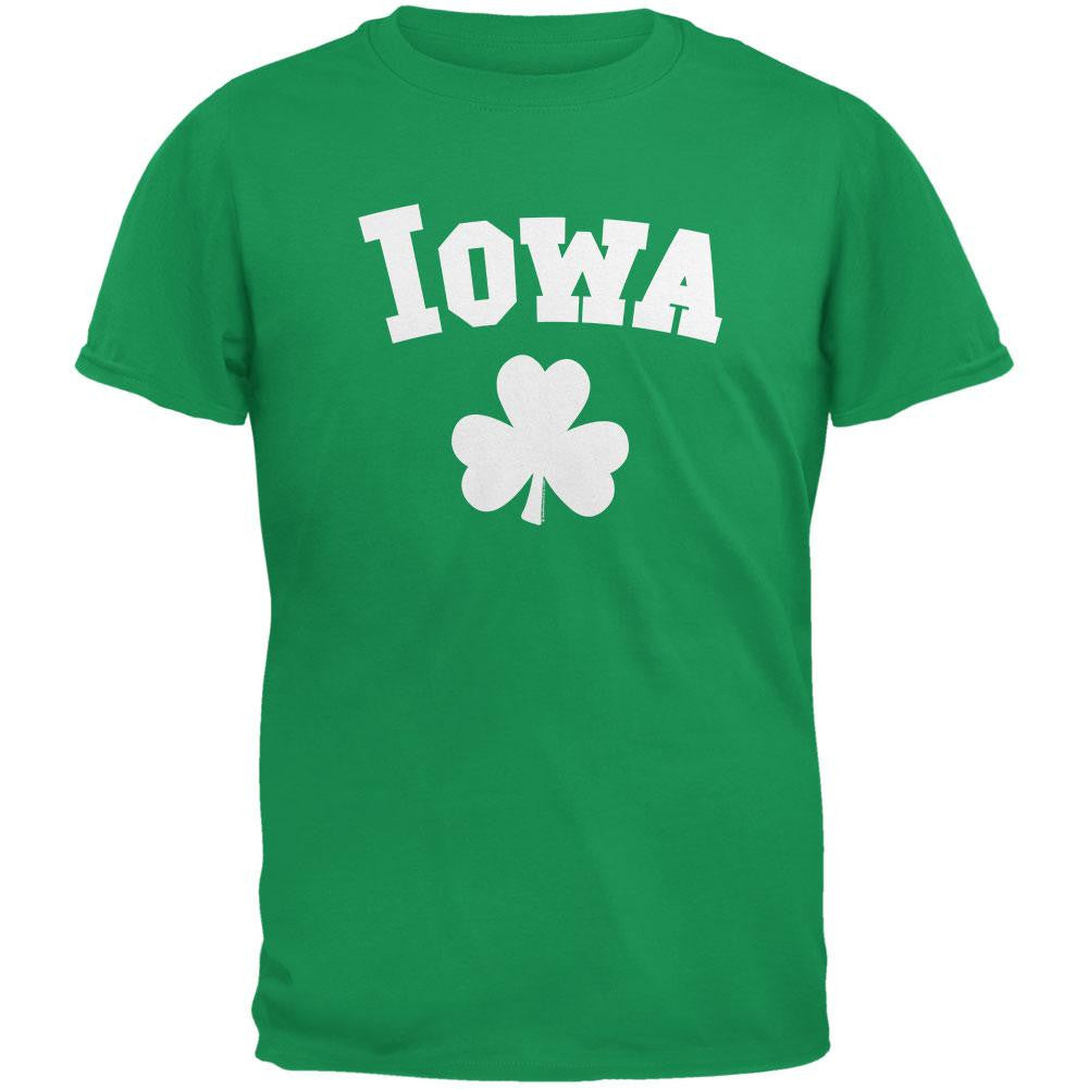 St. Patrick's Day - Iowa Shamrock Irish Green Adult T-Shirt Men's T-Shirts Old Glory 2XL Green