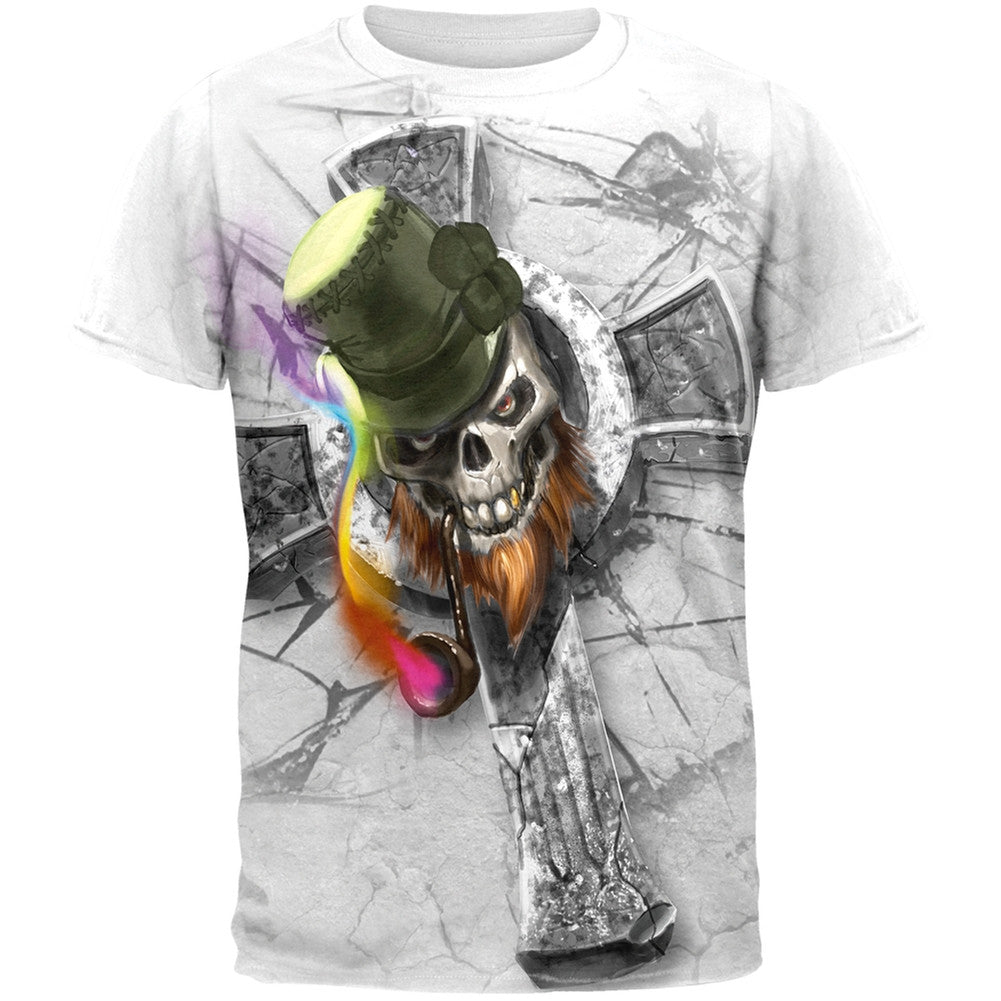 St. Patricks Day Irish Skull Leprechaun Celtic Cross Adult T-Shirt Men's T-Shirts Old Glory SM Multi