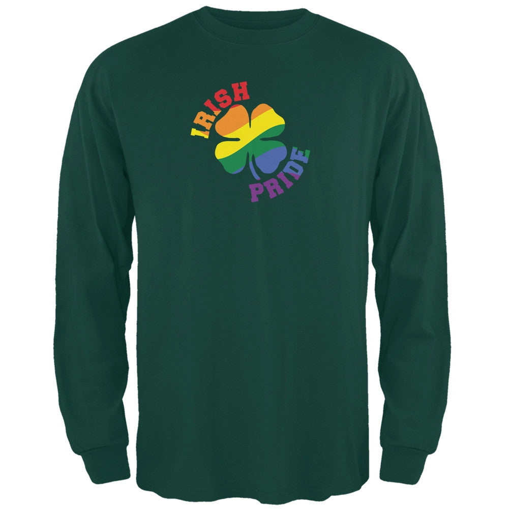 St. Patricks Day Gay Irish Pride Shamrock Forest Green Adult Long Sleeve T-Shirt Men's Long Sleeves Old Glory 2XL Green
