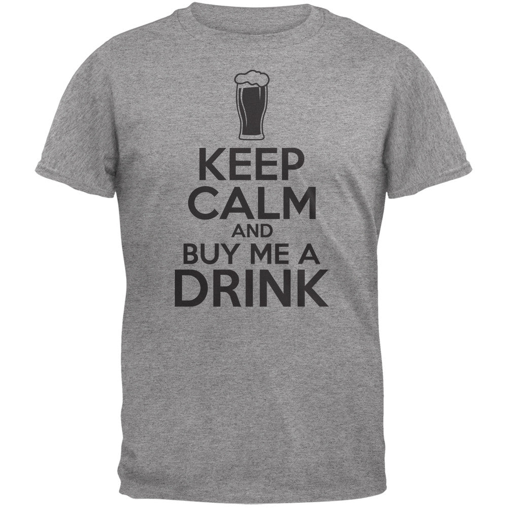 St. Patricks Day - Keep Calm Buy Me A Drink Heather Grey Adult T-Shirt Men's T-Shirts Old Glory 2XL Grey