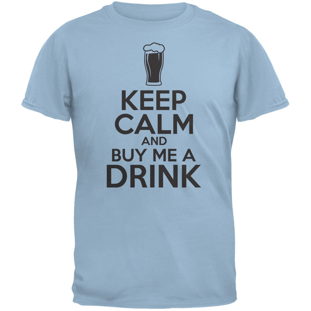 St. Patricks Day - Keep Calm Buy Me A Drink Light Blue Adult T-Shirt Men's T-Shirts Old Glory 2XL Blue