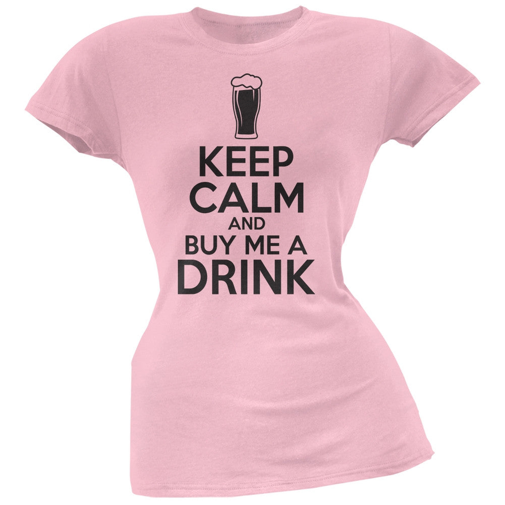 St. Patricks Day - Keep Calm Buy Me A Drink Light Pink Soft Juniors T-Shirt Juniors T-Shirts Old Glory 2XL Pink