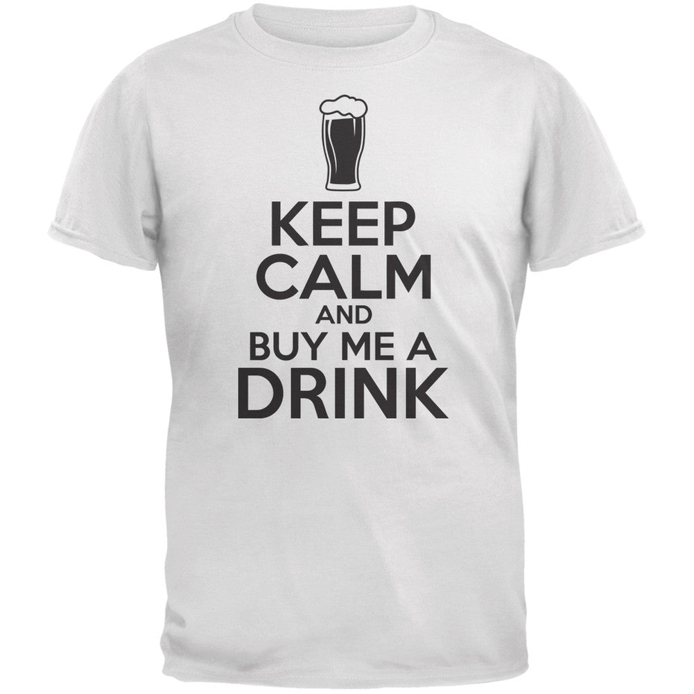 St. Patricks Day - Keep Calm Buy Me A Drink White Adult T-Shirt Men's T-Shirts Old Glory 2XL White