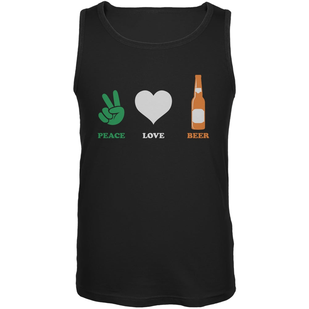 St. Patricks Day - Peace Love Beer Black Adult Tank Top Men's Tank Tops Old Glory 2XL Black