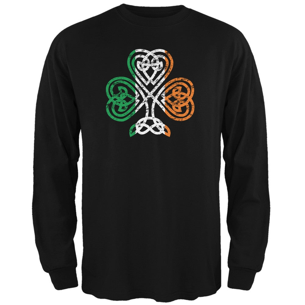 St. Patricks Day - Shamrock Knot Black Adult Long Sleeve T-Shirt Men's Long Sleeves Old Glory 2XL Black