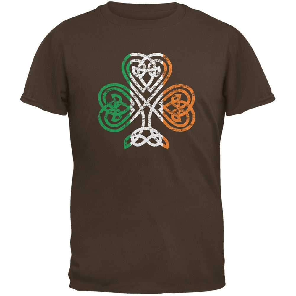 St. Patricks Day - Shamrock Knot Brown Adult T-Shirt Men's T-Shirts Old Glory 2XL Brown