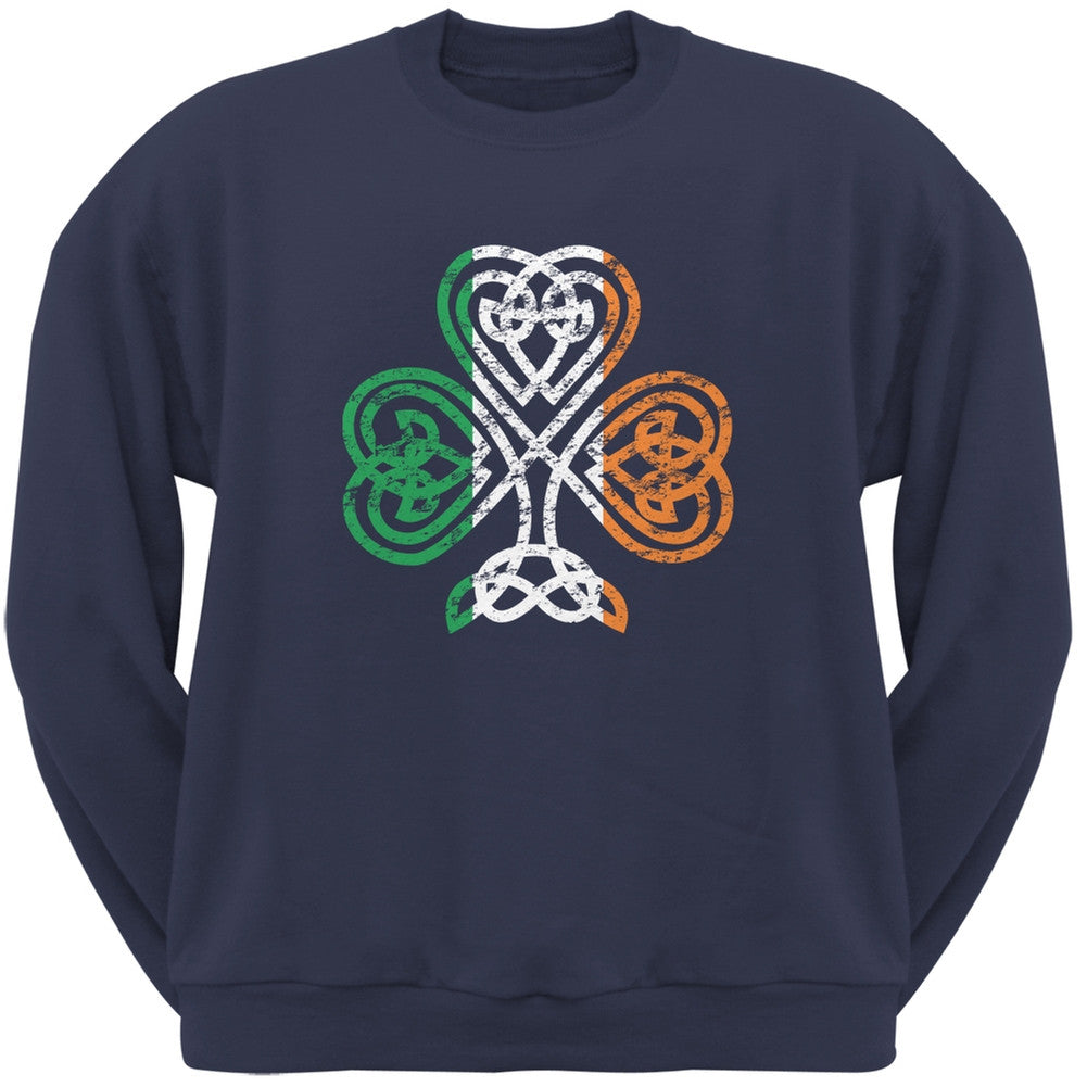 St. Patricks Day - Shamrock Knot Navy Adult Sweatshirt Men's Sweatshirts Old Glory 2XL Blue