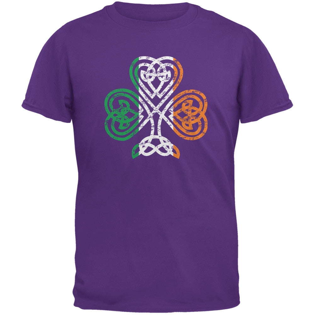 St. Patricks Day - Shamrock Knot Purple Adult T-Shirt Men's T-Shirts Old Glory 2XL Purple