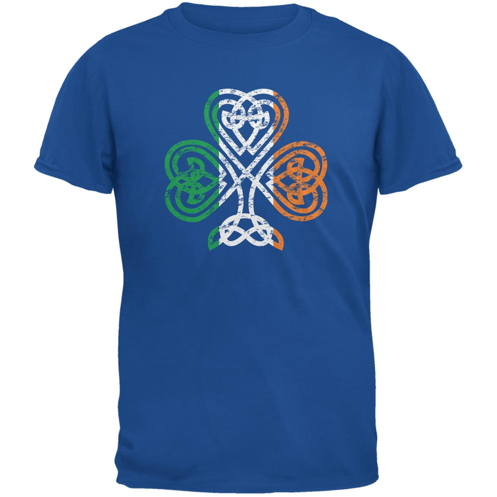 St. Patricks Day - Shamrock Knot Royal Adult T-Shirt Men's T-Shirts Old Glory 2XL Blue