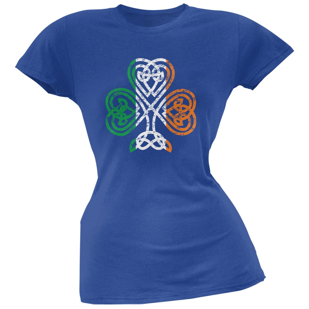 St. Patricks Day - Shamrock Knot Royal Soft Juniors T-Shirt Juniors T-Shirts Old Glory 2XL Blue