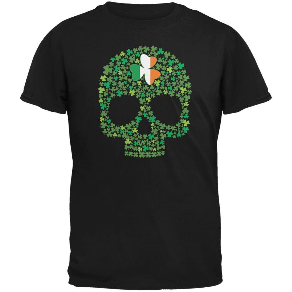 St. Patricks Day - Shamrock Skull Black Adult T-Shirt Men's T-Shirts Old Glory 2XL Black