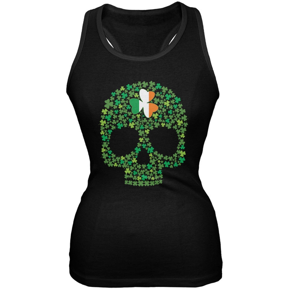 St. Patricks Day - Shamrock Skull Black Soft Juniors Tank Juniors Tank Tops Old Glory 2XL Black
