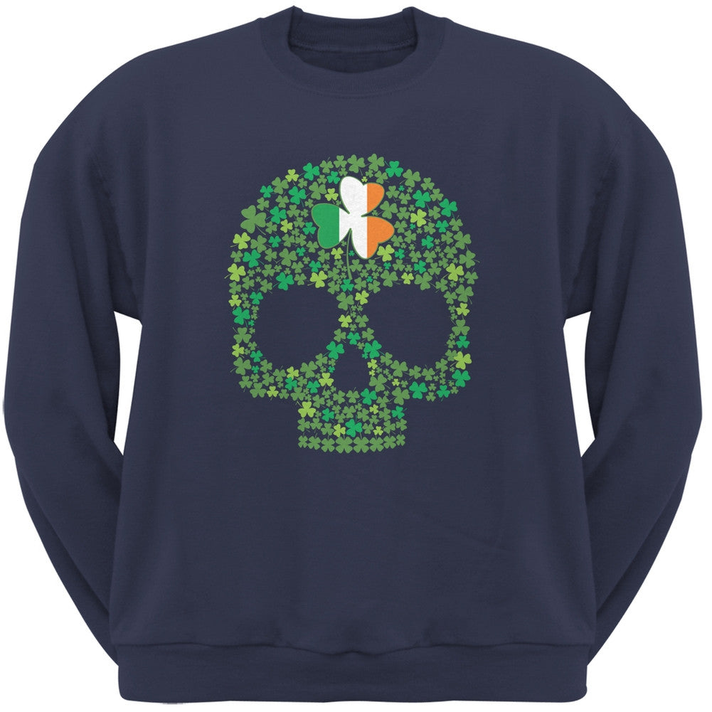 St. Patricks Day - Shamrock Skull Navy Adult Sweatshirt Men's Sweatshirts Old Glory 2XL Blue
