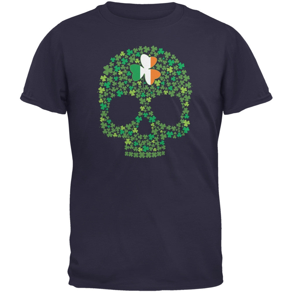 St. Patricks Day - Shamrock Skull Navy Adult T-Shirt Men's T-Shirts Old Glory 2XL Blue