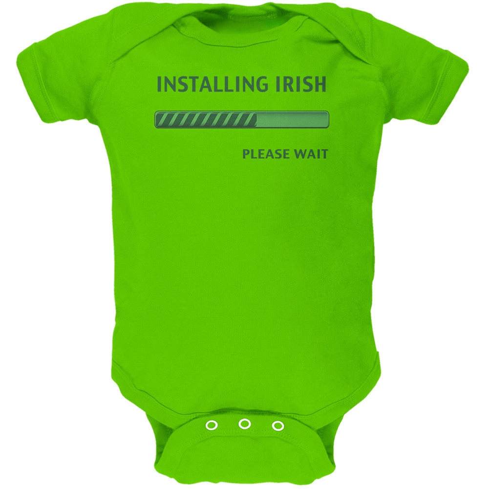 St. Patricks Day Installing Irish Funny Key Lime Green Soft Baby One Piece Baby One Piece Old Glory 0-3M Green