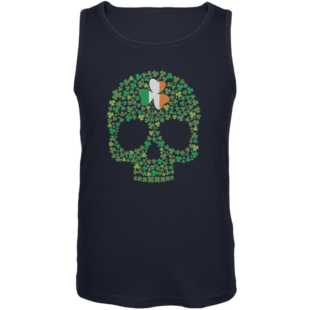 St. Patricks Day - Shamrock Skull Navy Adult Sleeveless Shirt Men's T-Shirts Old Glory 2XL Blue
