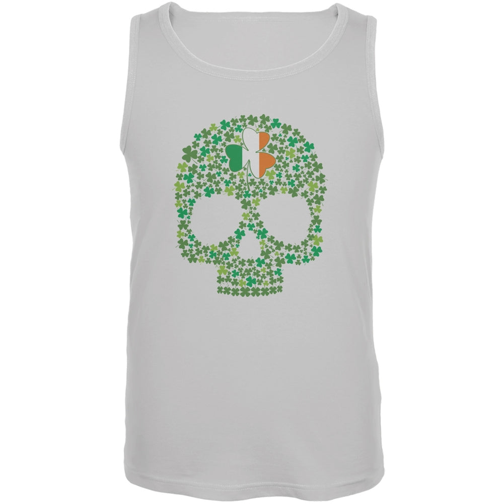 St. Patricks Day - Shamrock Skull White Adult Tank Top Men's Tank Tops Old Glory 2XL White
