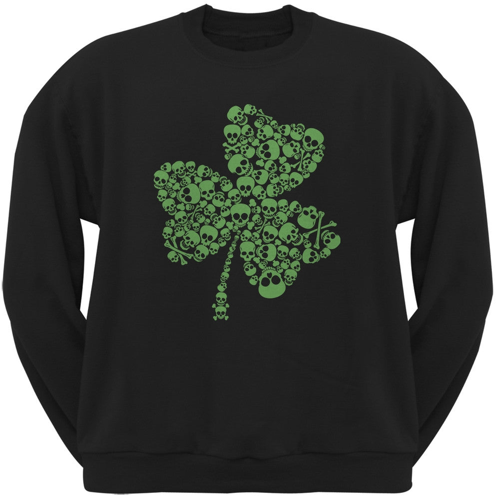 St. Patricks Day - Skull Shamrock Black Adult Sweatshirt Men's Sweatshirts Old Glory 2XL Black
