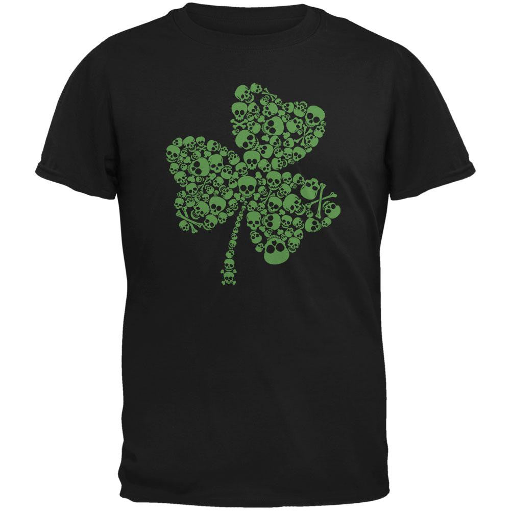 St. Patricks Day - Skull Shamrock Black Adult T-Shirt Men's T-Shirts Old Glory 2XL Black