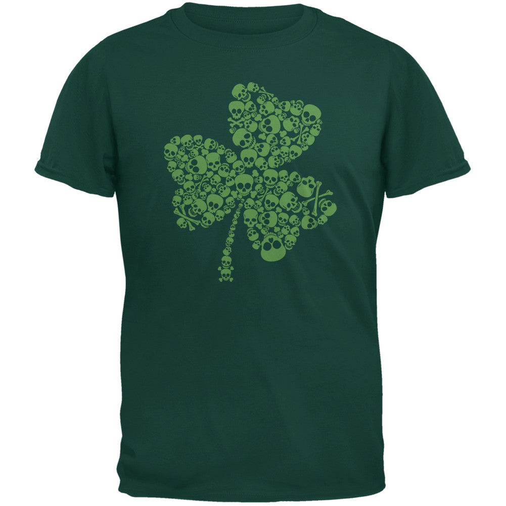 St. Patricks Day - Skull Shamrock Forest Greeen Adult T-Shirt Men's T-Shirts Old Glory 2XL Green