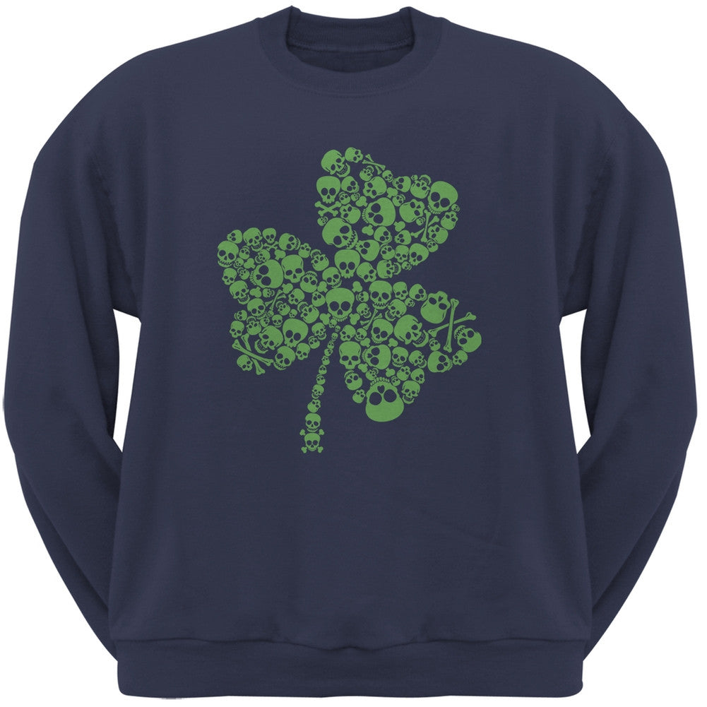 St. Patricks Day - Skull Shamrock Navy Adult Sweatshirt Men's Sweatshirts Old Glory 2XL Blue