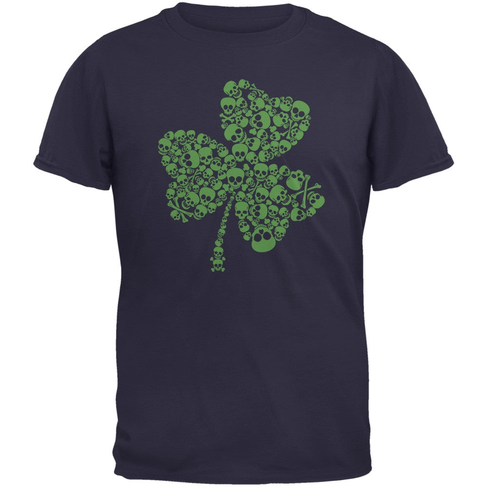 St. Patricks Day - Skull Shamrock Navy Adult T-Shirt Men's T-Shirts Old Glory 2XL Blue