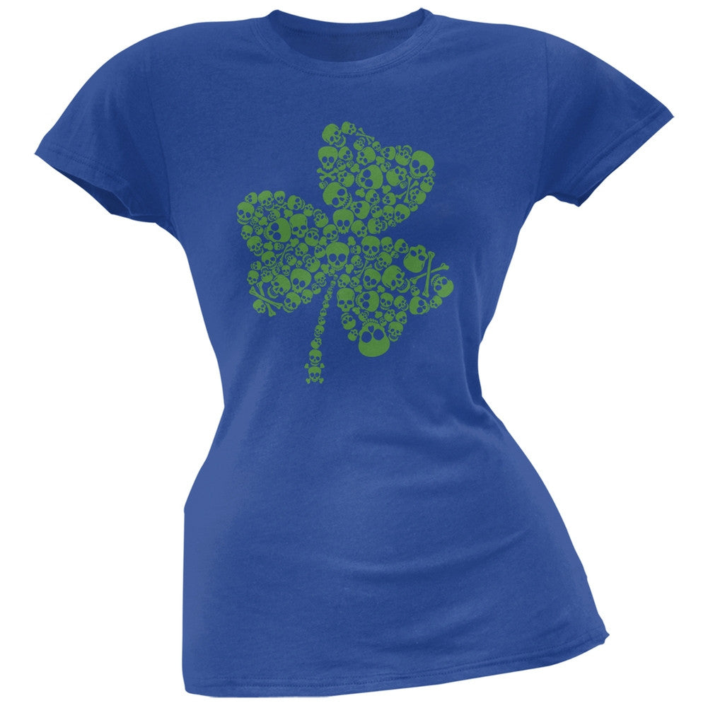 St. Patricks Day - Skull Shamrock Royal Soft Juniors T-Shirt Juniors T-Shirts Old Glory 2X Blue