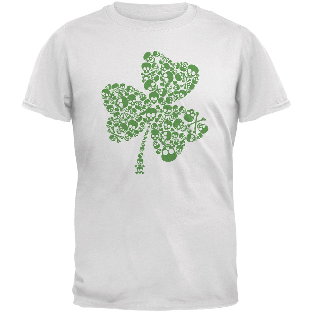 St. Patricks Day - Skull Shamrock White Adult T-Shirt Men's T-Shirts Old Glory 2XL White