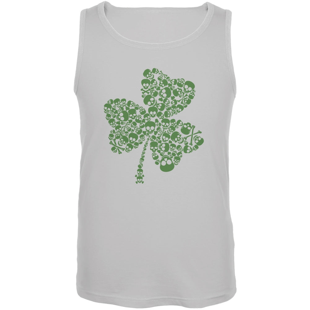 St. Patricks Day - Skull Shamrock White Adult Tank Top Men's Tank Tops Old Glory 2XL White