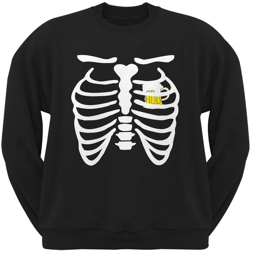 St. Patrick's Day - Beer Mug Heart Skeleton Black Adult Sweatshirt Men's Sweatshirts Old Glory 2XL Black