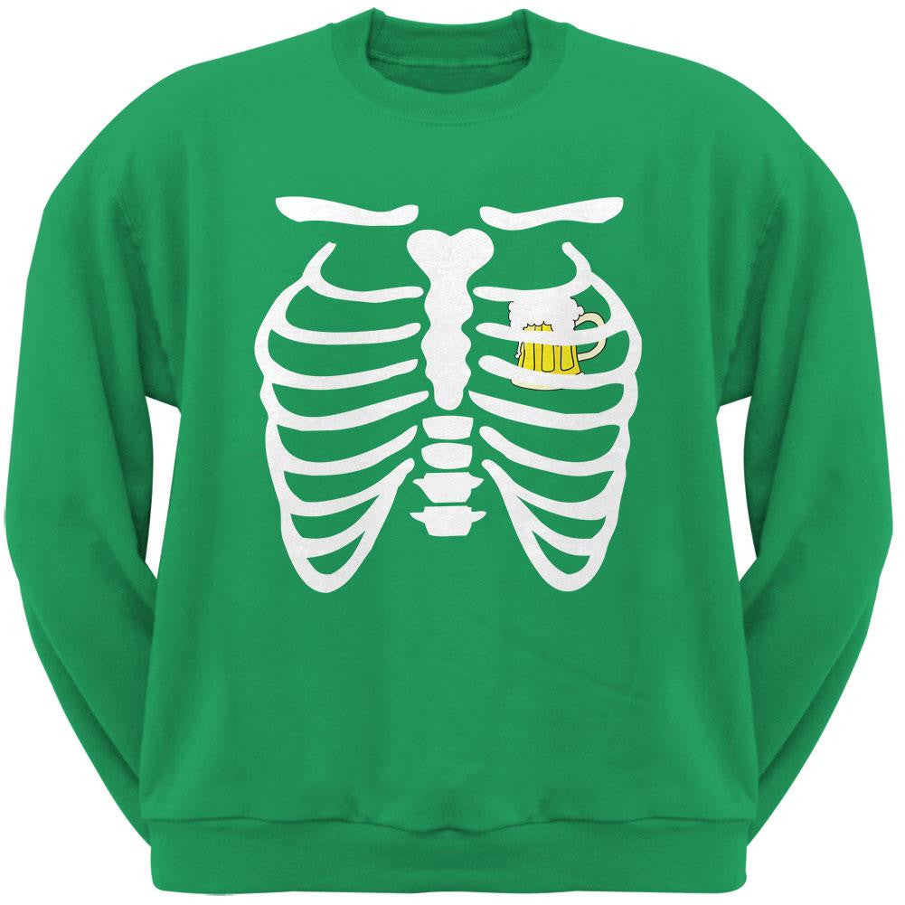 St. Patrick's Day - Beer Mug Heart Skeleton Irish Green Adult Sweatshirt Men's Sweatshirts Old Glory 2XL Green