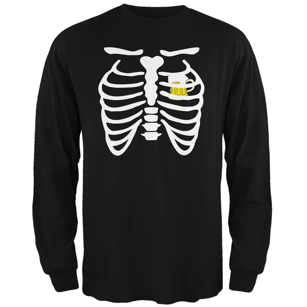 St. Patrick's Day - Beer Mug Heart Skeleton Black Adult Long Sleeve T-Shirt Men's Long Sleeves Old Glory 2XL Black