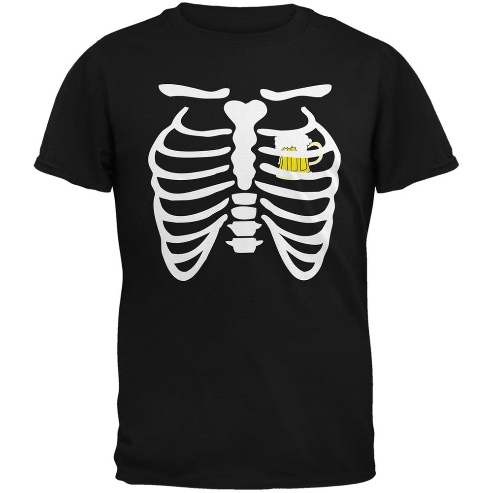 St. Patrick's Day - Beer Mug Heart Skeleton Black Adult T-Shirt Men's T-Shirts Old Glory 2XL Black