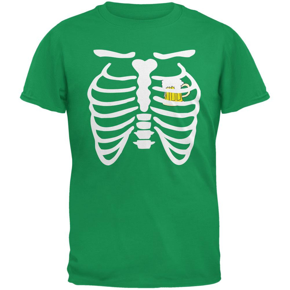 St. Patrick's Day - Beer Mug Heart Skeleton Irish Green Adult T-Shirt Men's T-Shirts Old Glory 2XL Green