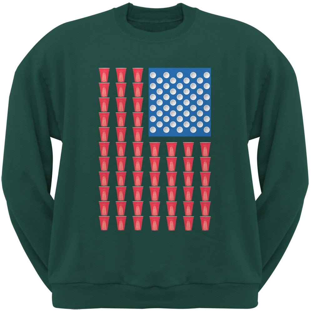 St. Patricks Day - American Flag Party Cups Forest Green Adult Sweatshirt Men's Sweatshirts Old Glory 2XL Green