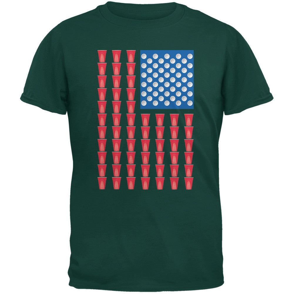 St. Patricks Day - American Flag Party Cups Forest Green Adult T-Shirt Men's T-Shirts Old Glory 2XL Green