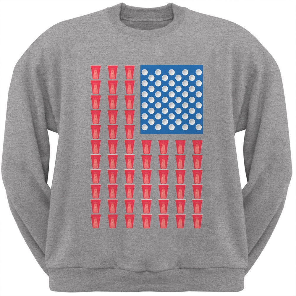 4th of July - American Flag Party Cups Heather Grey Adult Sweatshirt Men's Sweatshirts Old Glory 2XL Grey