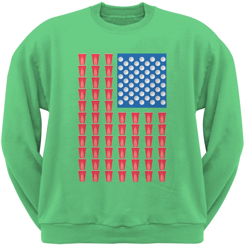 St. Patricks Day - American Flag Party Cups Irish Green Adult Sweatshirt Men's Sweatshirts Old Glory 2XL Green