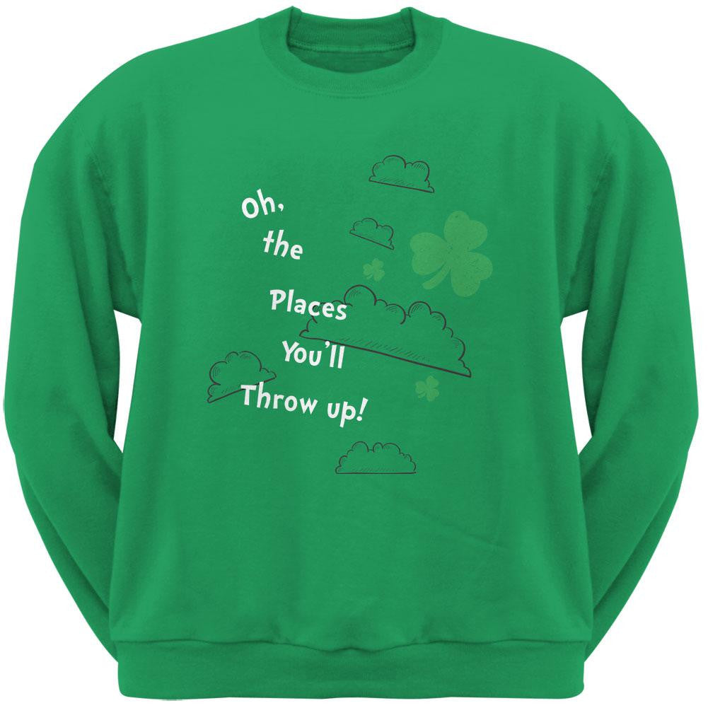 St. Patrick's Day - Oh The Places Irish Green Adult Sweatshirt Men's Sweatshirts Old Glory 2XL Green