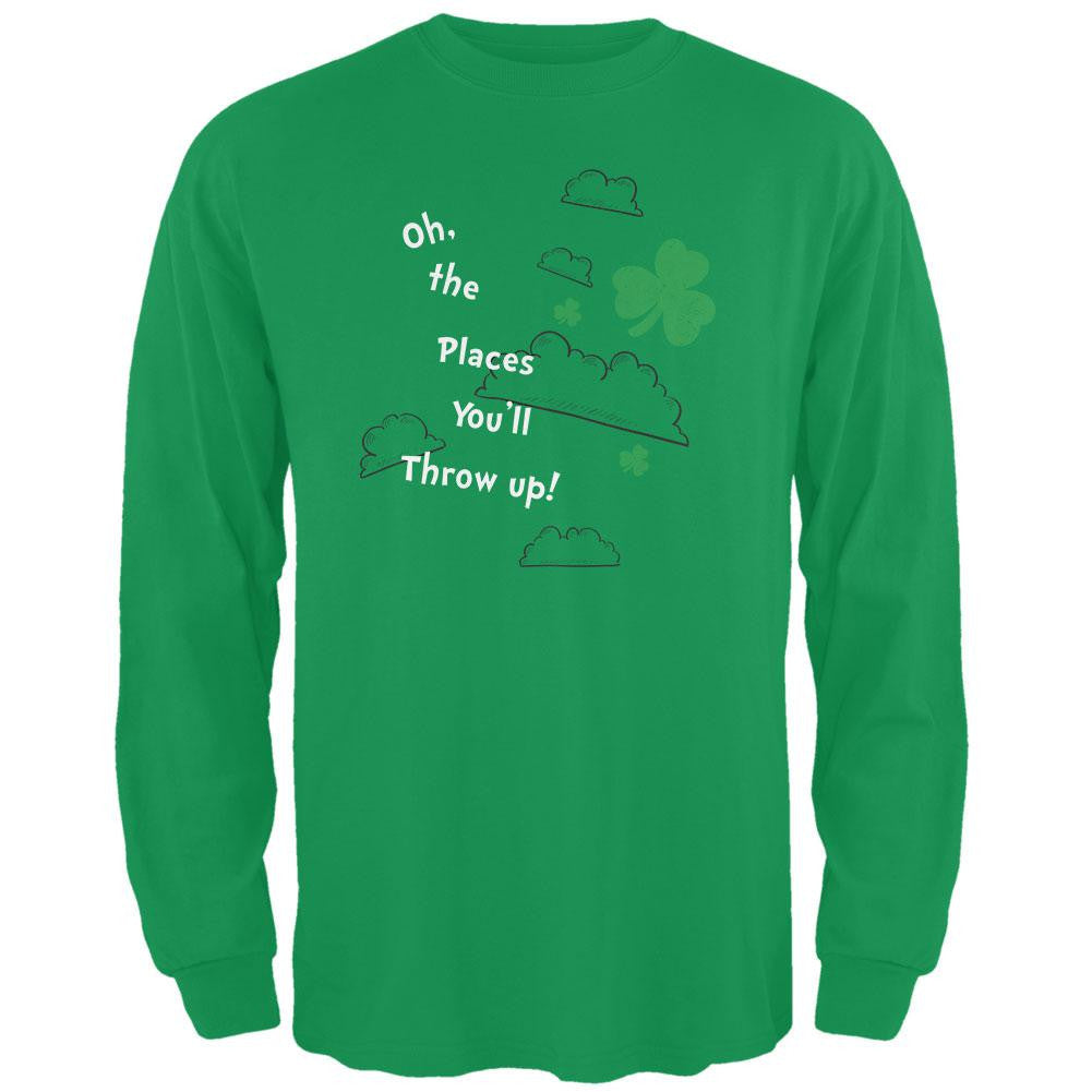 St. Patrick's Day - Oh The Places Irish Green Adult Long Sleeve T-Shirt Men's Long Sleeves Old Glory 2XL Green