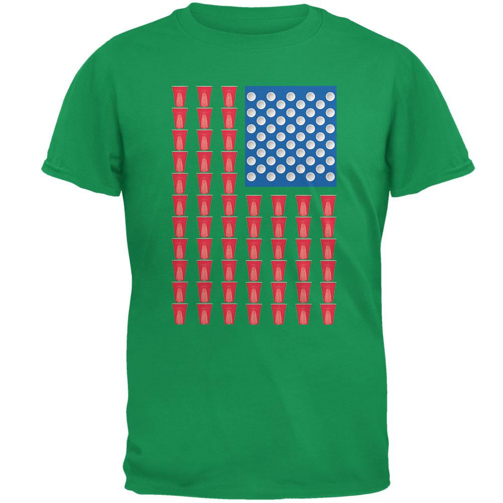 St. Patricks Day - American Flag Party Cups Irish Green Adult T-Shirt Men's T-Shirts Old Glory 2XL Green