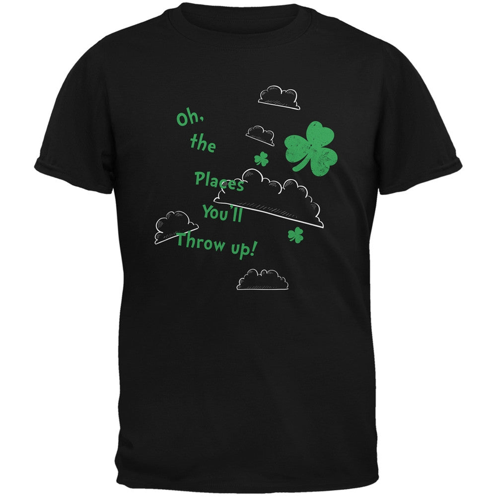 St. Patrick's Day - Oh The Places Black Adult T-Shirt Men's T-Shirts Old Glory 2XL Black